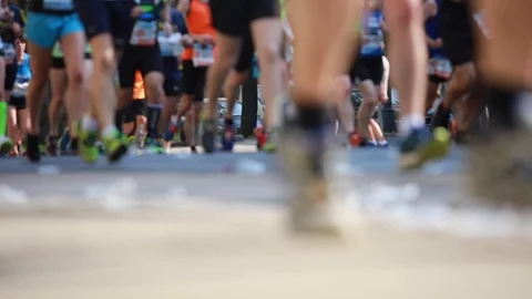 Marathon runners in the city Stock Footage 88851488