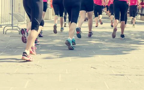 Marathon runners competing. Stock Photos