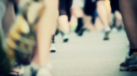 Marathon Runners Crowd  14 Stock Footage 39537390