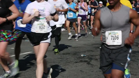 Marathon runners  EDITORIAL USE ONLY Stock Footage 22656353