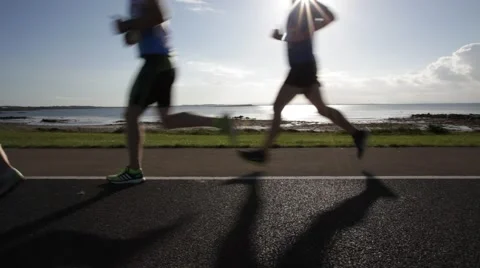 Marathon runners Stock Footage 42437319