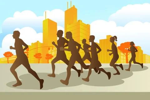 Marathon runners Stock Illustration
