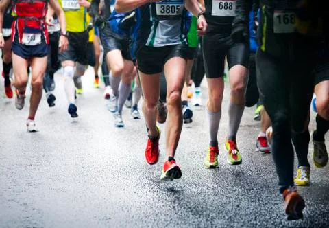Marathon runners Stock Photos