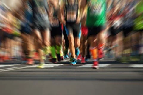 Marathon runners in the race Stock Photos
