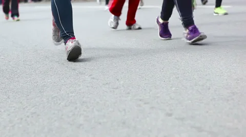 Marathon runners shoes closeup. Stock Footage 37210229