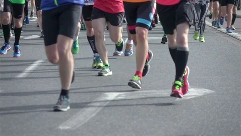 Marathon runners in slow motion 250fps Stock Footage 109309166