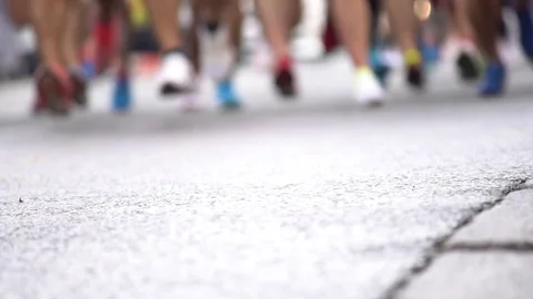 Marathon runners in slow motion Stock Footage 70347323