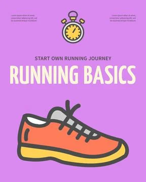 Marathon Running Basics Concept Vertical Invitation Placard Poster Banner Card Stock Illustration
