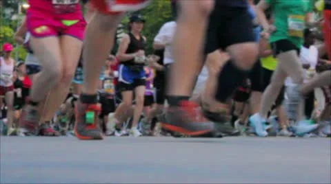 Marathon Running Past Camera Stock Footage 12422483