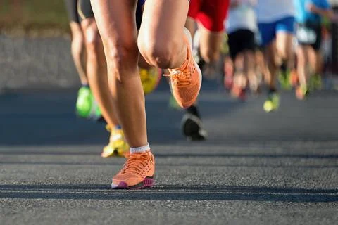 Marathon running Stock Photos