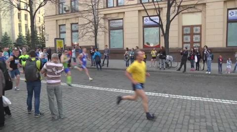 Marathon running. At the start Stock Footage 65975971