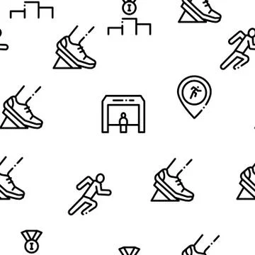 Marathon Seamless Pattern Vector Stock Illustration
