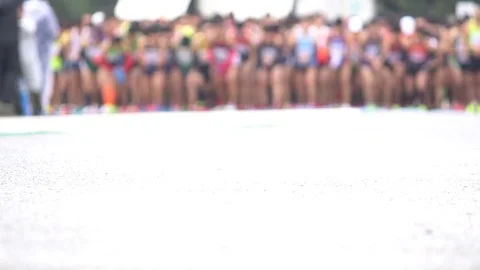 Marathon starting line in slow motion Stock Footage 71021859