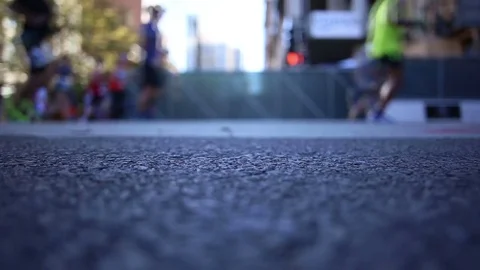 Marathoners running during race Stock Footage 80892814