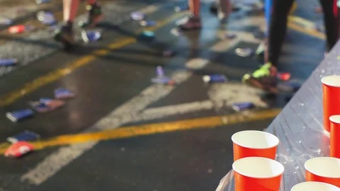 Marathons Refreshing Station Stock Footage 75842272