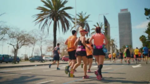 Marato event in Barcelona Stock Footage 73574720