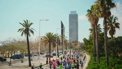 Marato event in Barcelona Stock Footage 73575257