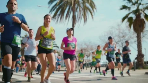 Marato event in Barcelona Stock Footage 73746592