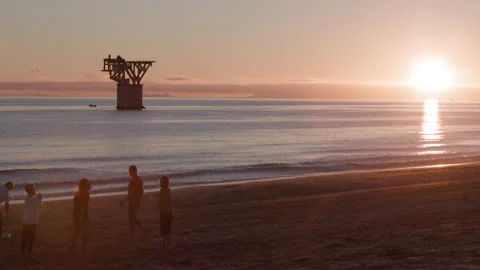 Marbella-Beach-ElCable-Sunset Stock Footage 293156718