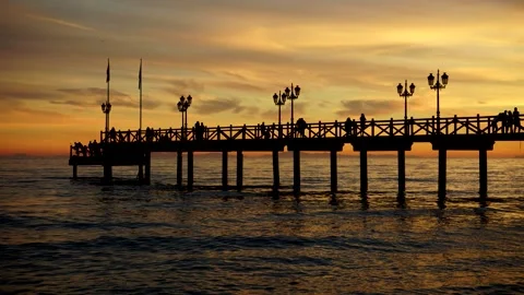 Marbella Pier Sunset Stock Footage 146133970