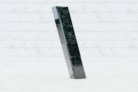 Marble 3d back slash symbol. Dark green marble sign on white wood background. 3d Иллюстрация