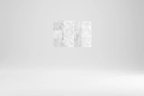 Marble 3d double quotes symbol. White marble sign isolated on white backgroun Иллюстрация