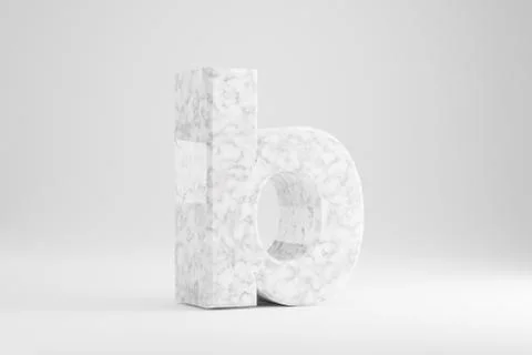 Marble 3d letter B lowercase. White marble letter isolated on white backgroun Иллюстрация