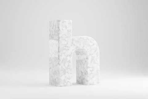 Marble 3d letter H lowercase. White marble letter isolated on white backgroun Иллюстрация