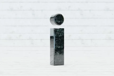 Marble 3d letter I lowercase. Dark green marble letter on white wood background Stock Illustration