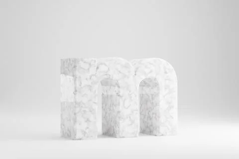 Marble 3d letter M lowercase. White marble letter isolated on white backgroun イラスト素材