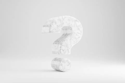 Marble 3d question symbol. White marble sign isolated on white background. 3d イラスト素材