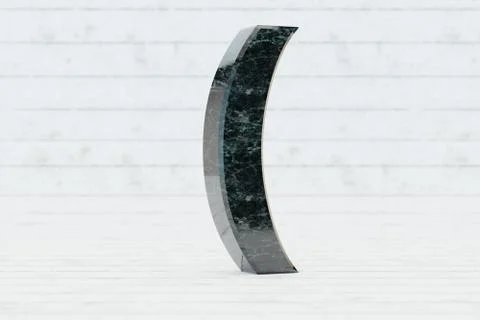 Marble 3d round bracket symbol. Dark green marble sign on white wood background Stock-Illustration