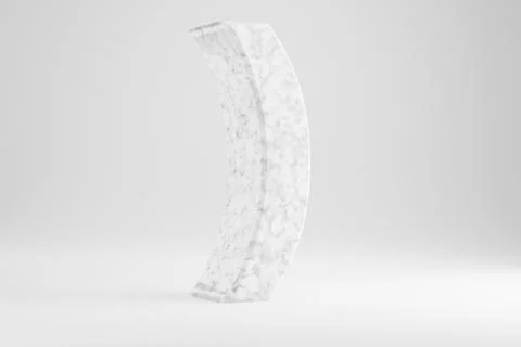 Marble 3d round bracket symbol. White marble sign isolated on white backgroun Иллюстрация
