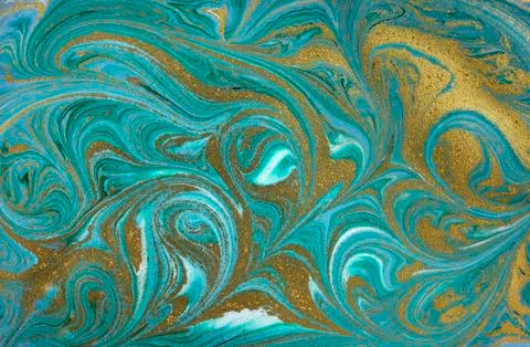 Marble abstract acrylic background. Blue and green marbling artwork texture. Stock Illustration