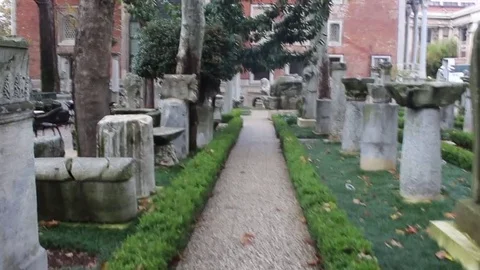Marble and Limestone Columns Park, Istanbul, Turkey Stock Footage 85282098