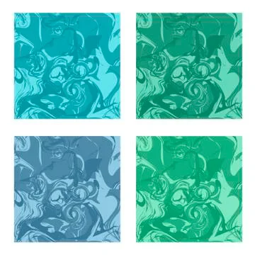 Marble and malachite stone texture set Stock Illustration