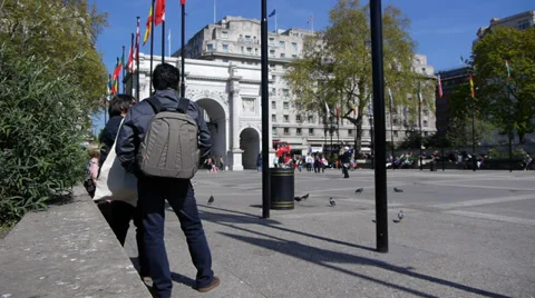 Marble Arch precinct with people Stock Footage 37221236