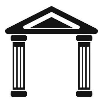 Marble arch supporting triangular roof with fluted columns 스톡 일러스트