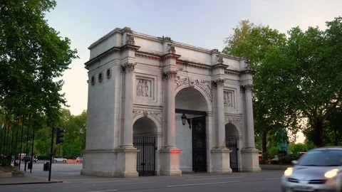 Marble Arch Traffic During Sunset in London, UK Stock Footage 111753021