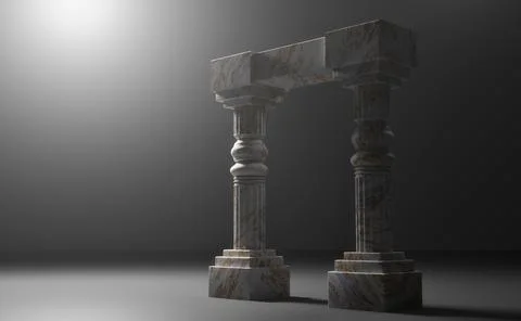 Marble Arch with Two Pillars Under Soft Lighting Stock Illustration