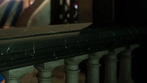 Marble Architecture Displaying Intricate Details and Shadows in Dim Light Stock Footage 344954217