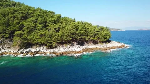 Marble Beach or Saliara Beach ,in Thassos Island , Greece , aerial drone footage Stock-Footage 256794368