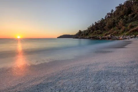 Marble beach (Saliara beach), Thassos Islands, Greece Stock Photos