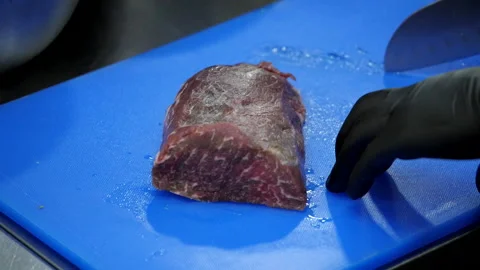 Marble Beef on the Cutting Board Stock Footage 132165671