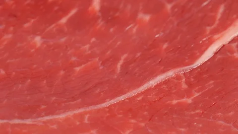 Marble beef rotating, low angle. Meat texture. Surface of uncooked steak Stock Footage 121170348