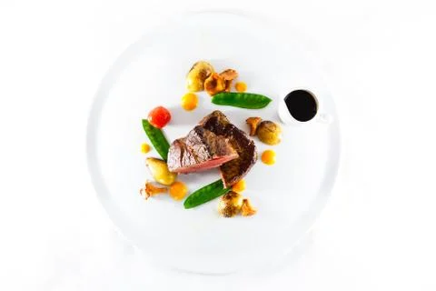 Marble beef stake vegetables Stock Photos