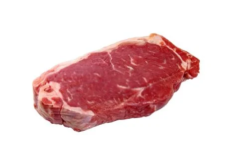 Marble beef Striploin steak on white background, isolated Stock Photos