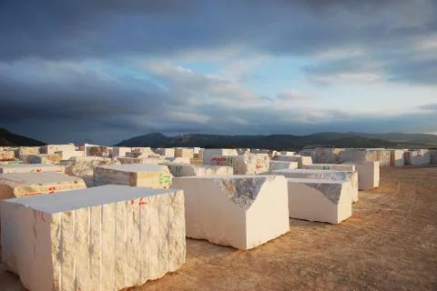Marble blocks in evening sun Stock Photos