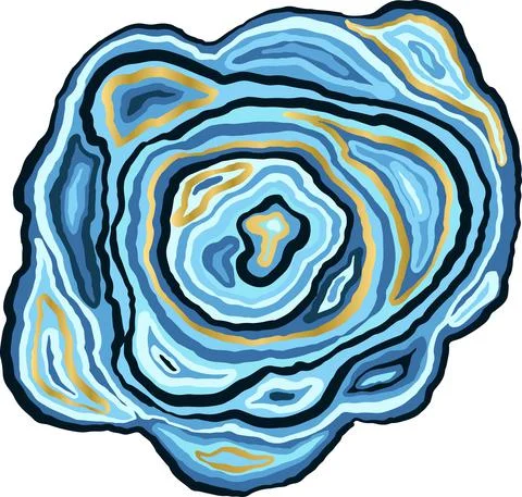 Marble blue wave pattern. Agate slice imitation. Vector illustration. 스톡 일러스트