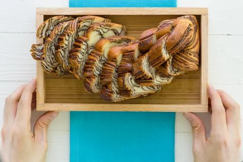 Marble bread to be eaten with coffee for breakfast. Stock Photos